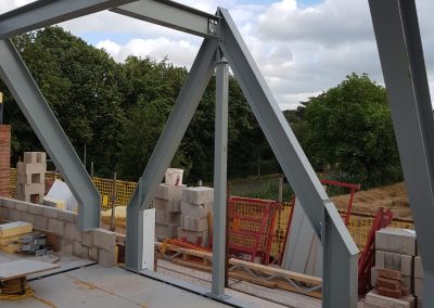 Cranked roof frame on a new build domestic property.